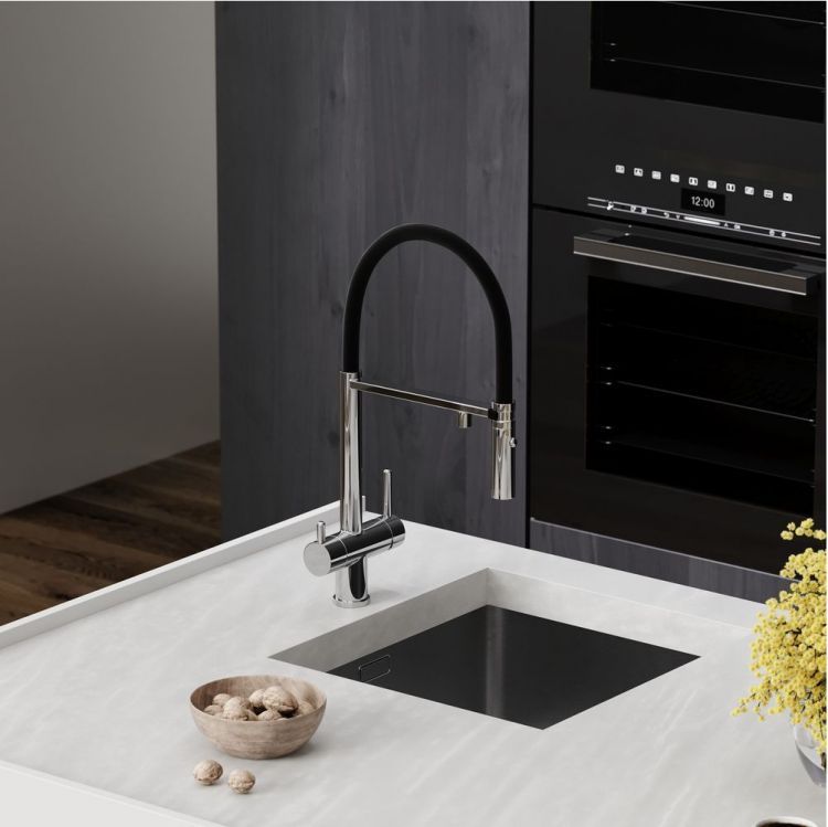 Смеситель для кухни Sancos Imola с гибким изливом, цвет хром/черный, SC4010CH