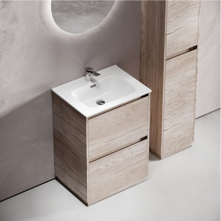 Тумба напольная под раковину SANCOS Libra Floor, дуб галифакс натуральный 590х450х840 мм, LB60FEG