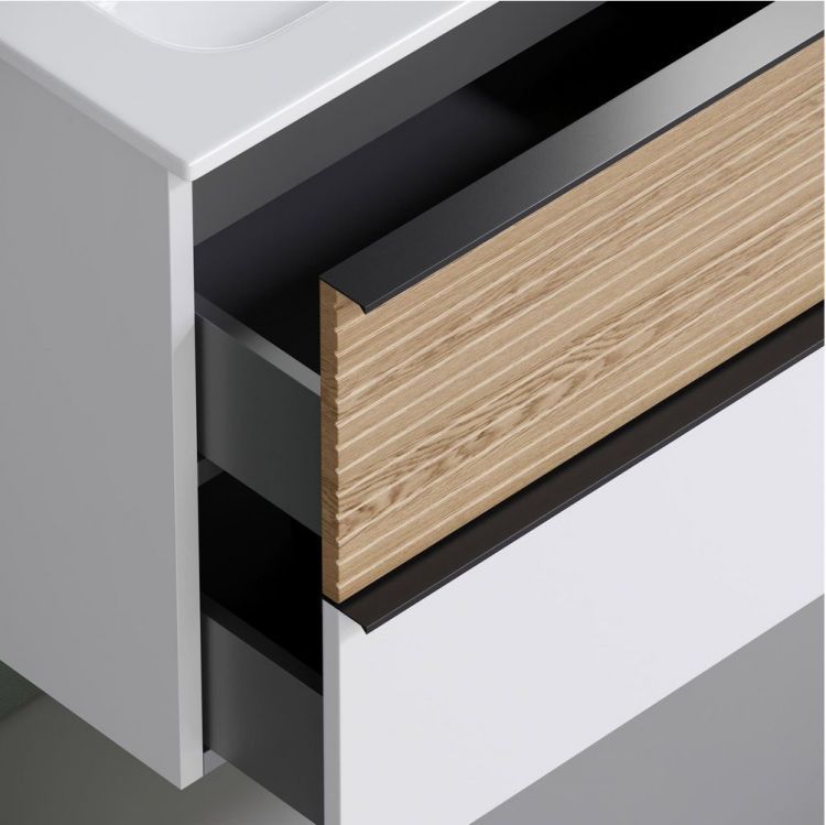 Тумба подвесная SANCOS под раковину правая Delta, Дуб светлый/белый 995х445х500, DL100RW