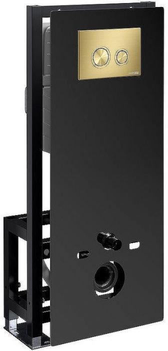 Инсталляция WasserKRAFT Glan 66TLT.010.ME.BL.MG01 для унитаза Черное стекло с клавишей смыва Золото матовое