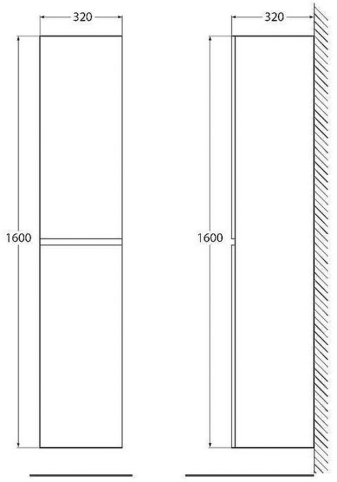 Шкаф пенал BelBagno 32 ALBANO-1600-2A-SC-RR-P подвесной Rovere Rustico