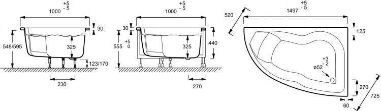 Акриловая ванна 150х100 Jacob Delafon Micromega Duo E60220-00