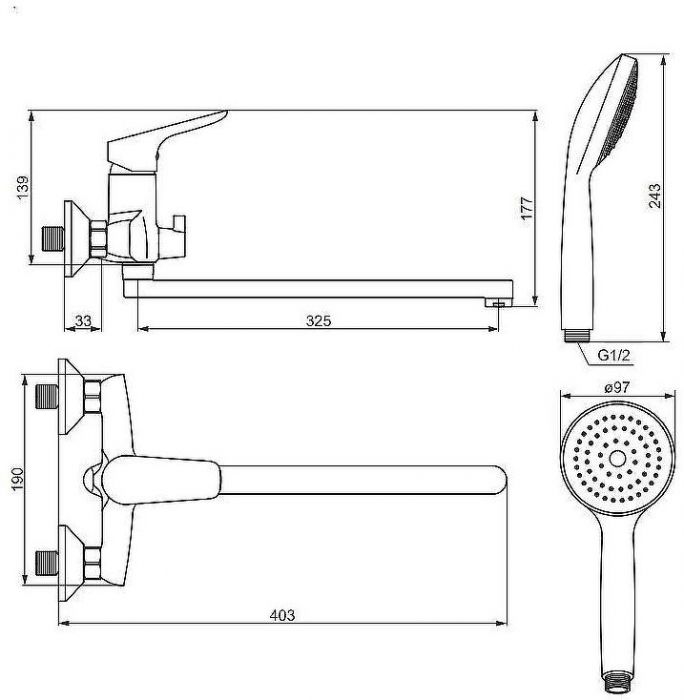 Смеситель для ванны Damixa Jupiter 779500001 универсальный Хром