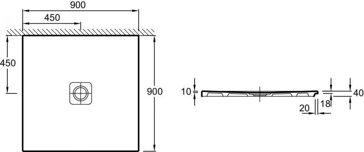 Душевой поддон 90x90 см Jacob Delafon Replay N140K-220 слив 90 мм, белый