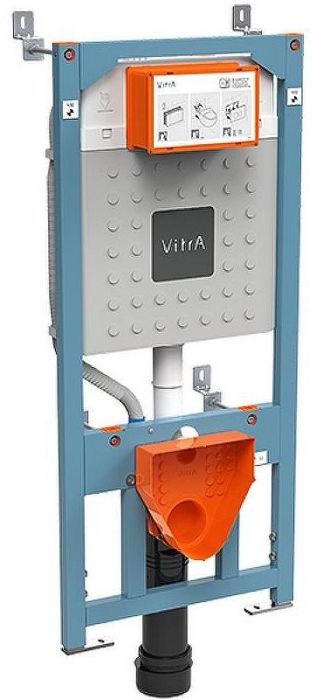 Комплект унитаза с инсталляцией Vitra Normus 9773B003-7202 с сиденьем Микролифт и клавишей смыва Хром глянцевый
