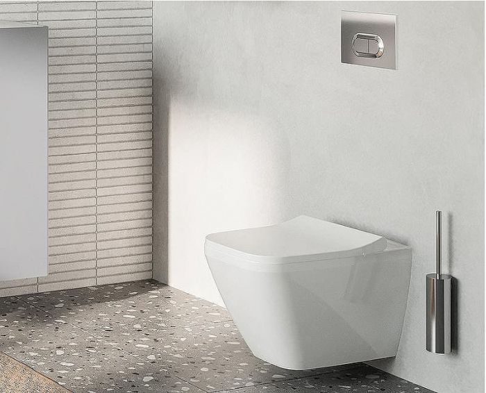 Комплект унитаза с инсталляцией Vitra Normus 9773B003-7202 с сиденьем Микролифт и клавишей смыва Хром глянцевый