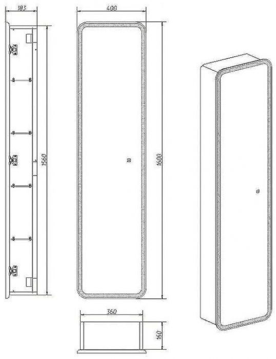 Шкаф пенал Art&Max Platino AM-Pla-400-1600-1D-R-L-DS-F с сенсорным выключателем Белый