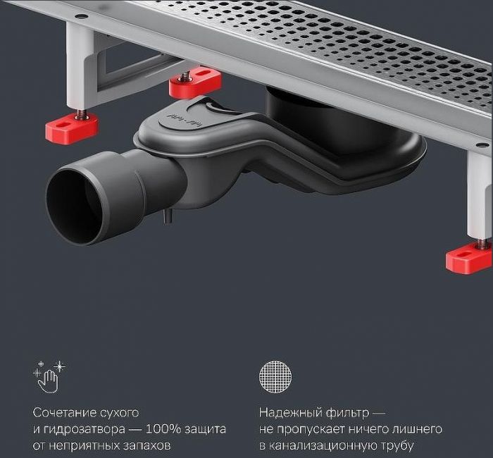 Душевой лоток AM.PM MasterFlow 80 W01SC-P11-080-01SB с решеткой Хром матовый Cut Gradient