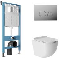 Комплект унитаза с инсталляцией Aqueduto Ovo AQDS091T цвет Белый с сиденьем Микролифт и клавишей смыва цвет Хром