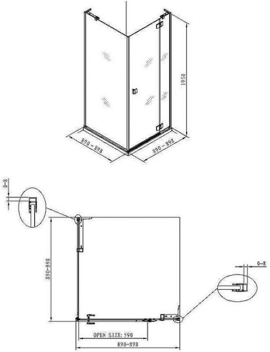 Душевой уголок Koller Pool Neon 90X90 N90KС профиль Хром стекло прозрачное