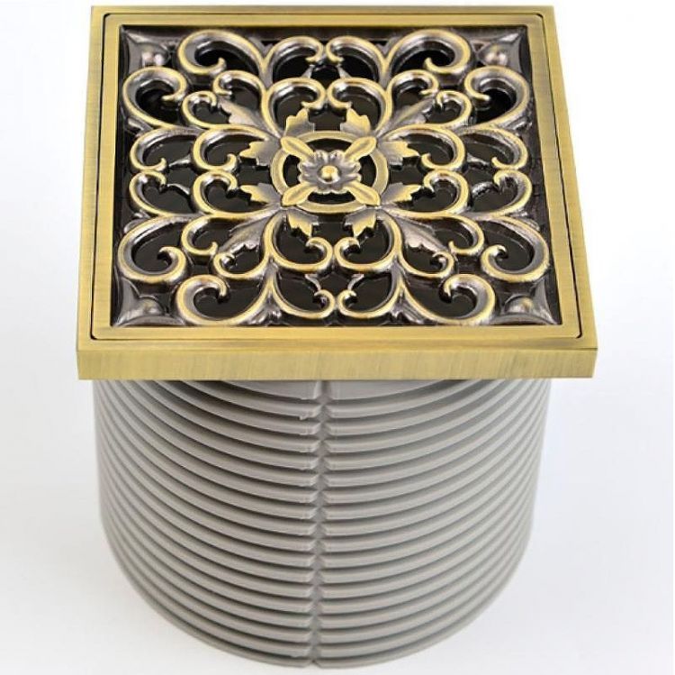 Душевой трап Bronze de Luxe Узоры 21962-57 с решеткой Бронза Душевой трап Bronze de Luxe Узоры 21962-57 с решеткой Бронза