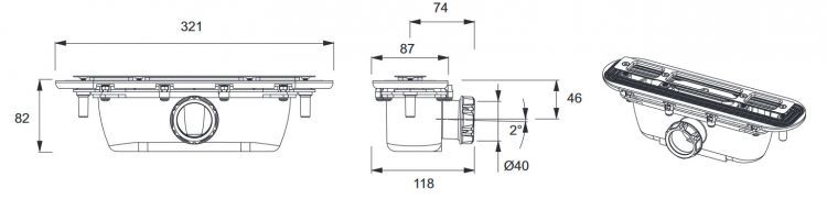 E62622-NF Сифон для душевого поддона SURFACE, 4 см