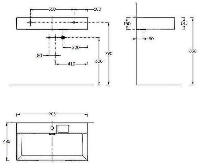 Раковина Kerama Marazzi Logica 90 LO.wb.90.1 Белая глянцевая