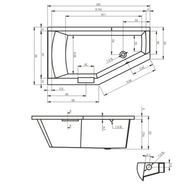 Акриловая ванна RIHO Geta 160x90 R, BA8600500000000