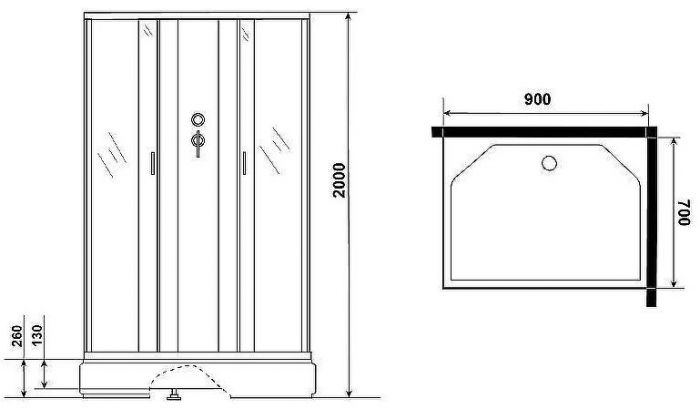 Душевая кабина Niagara Classic 90x70 NG-33974-14QBKG с гидромассажем