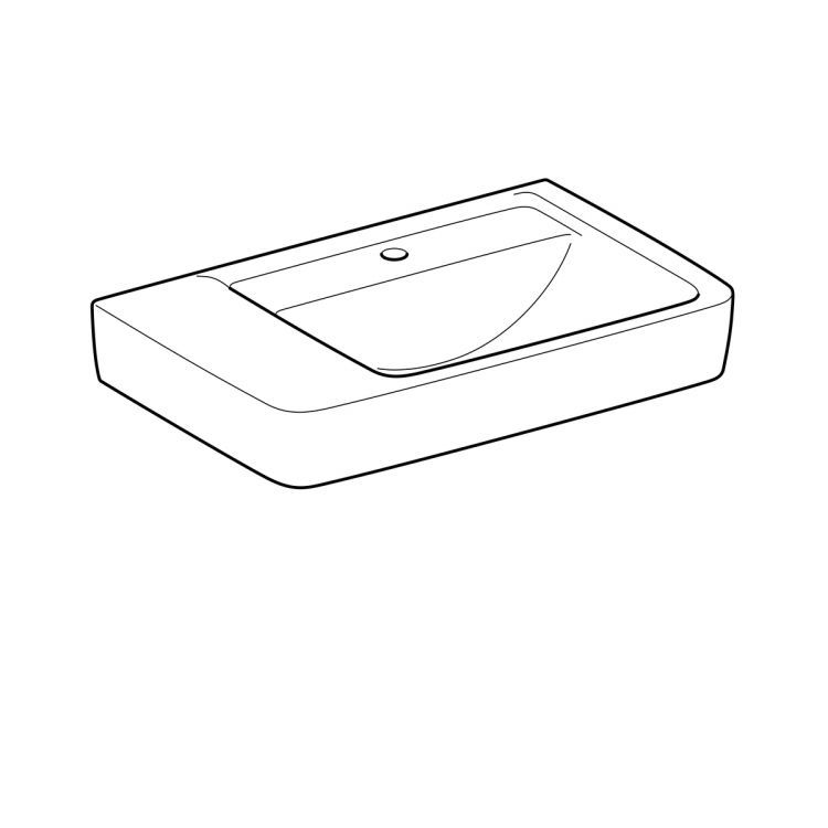 Раковина Geberit Renova Plan с полочкой слева,  75х48 см, с отв. под смеситель, без перелива [122179000]