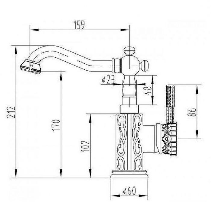 Смеситель для раковины ZorG Antic A114U-SL Серебро
