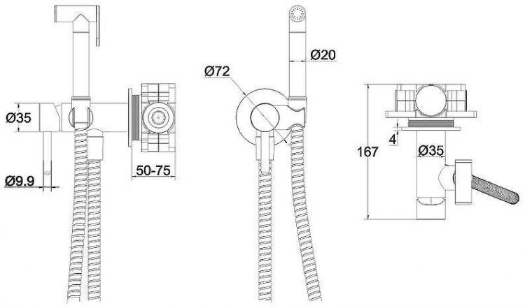 Гигиенический душ со смесителем Whitecross Y black SYSYBI2BL Черный матовый