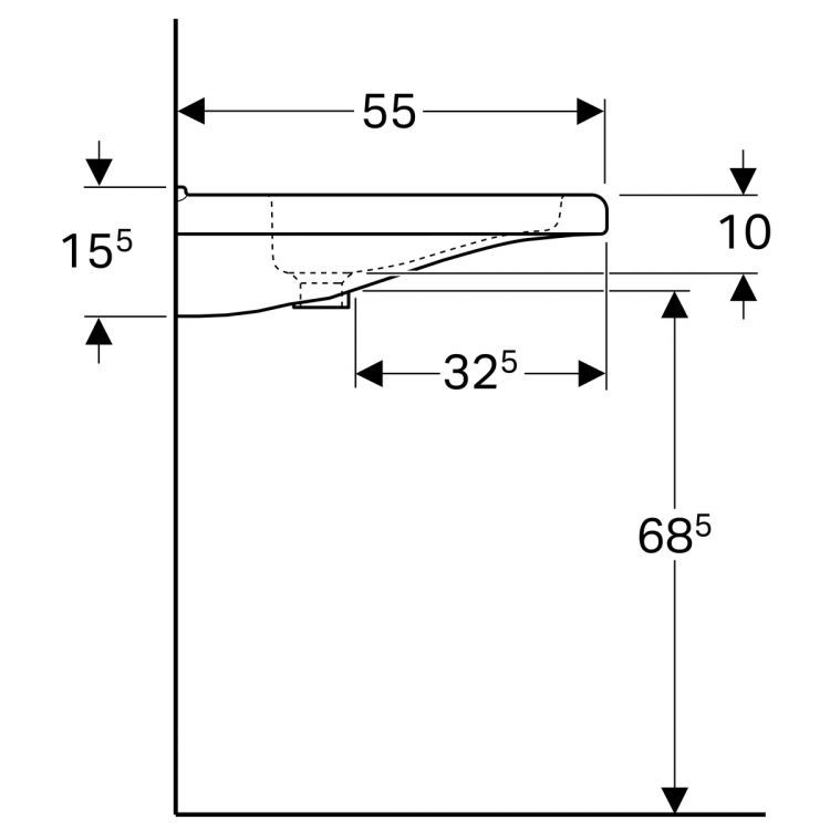 Раковина Geberit Renova Comfort 60х52.5 см, без отверстия под смеситель, без перелива [128661000]