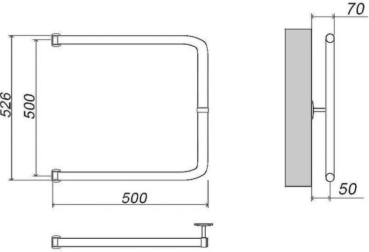 Водяной полотенцесушитель Grota Modesto 50х50 Хром