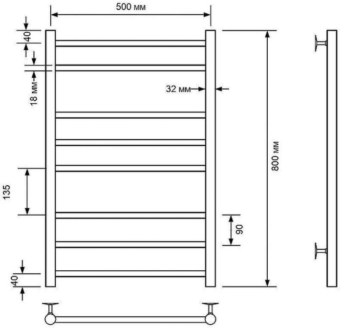 Водяной полотенцесушитель Comfysan Luce W-8 80x50 013493 Белый матовый