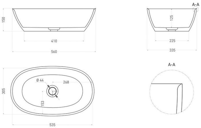 Раковина-чаша Salini Sofia 56 1101206SM Белая матовая