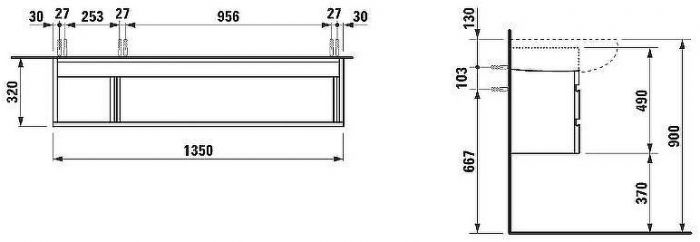 Тумба под раковину Laufen Alessi One 135 4.2436.0.097.630.1 подвесная Орех