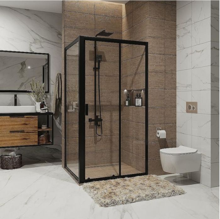 Душевой уголок Niagara Nova 90х80 NG-82-9AB-A80B профиль Черный стекло прозрачное