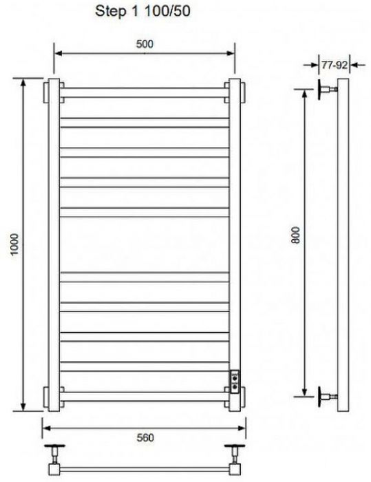 Электрический полотенцесушитель Ника Step-1 100/50 U Черный матовый