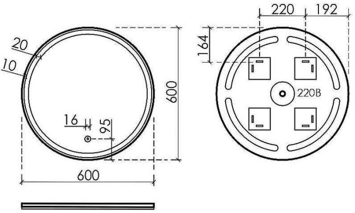 Зеркало Sancos Bella 60 BE600 с подсветкой с сенсорным выключателем и диммером