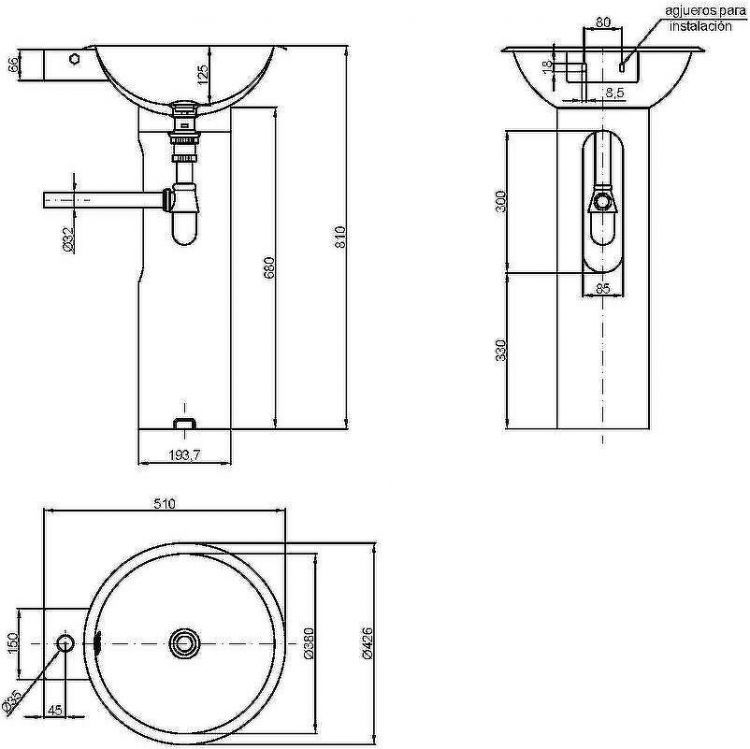 Раковина Nofer 42 13063.S Сатин
