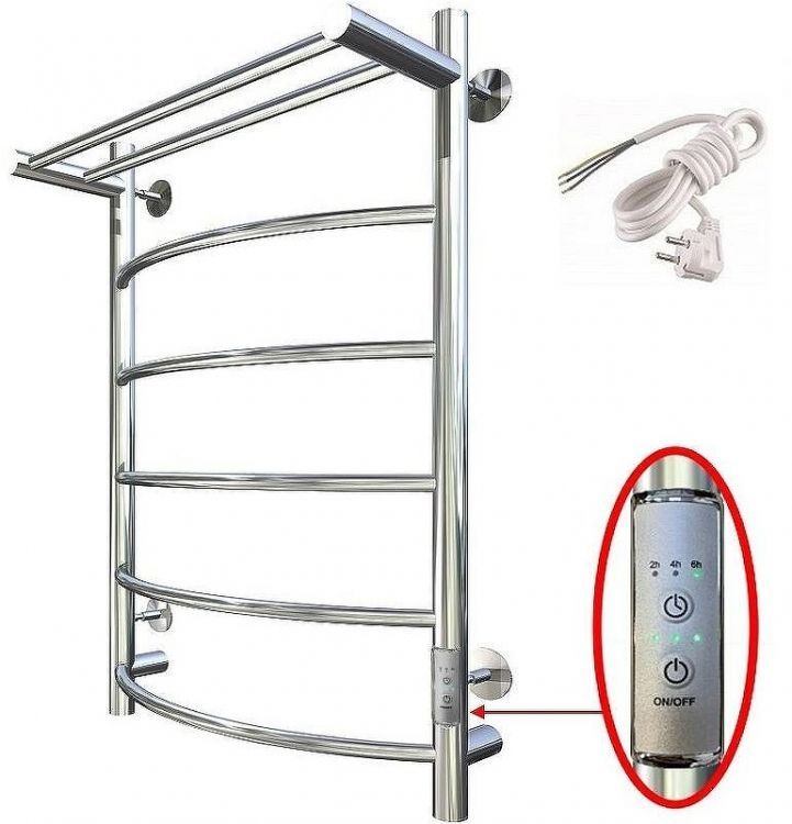 Электрический полотенцесушитель Тругор ПЭК 5 П СП 80x40 с полкой Хром