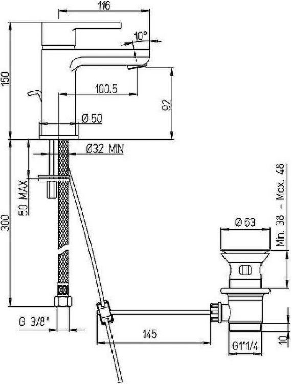 Смеситель для раковины Paini Arena 92CR211FTKM Хром Смеситель для раковины Paini Arena 92CR211FTKM Хром