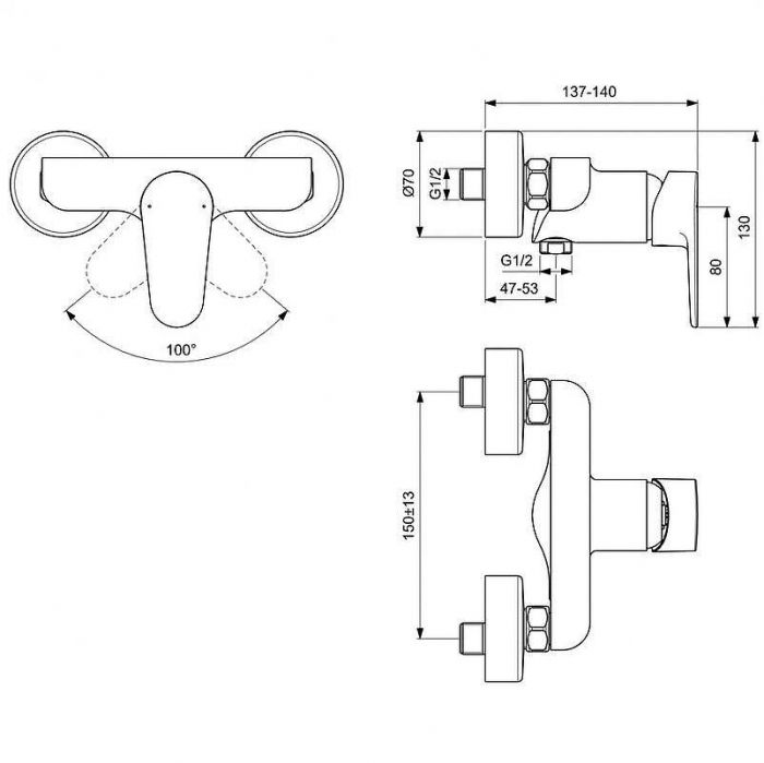 Смеситель для душа Ideal Standard Cerafine Model O BC499AA Хром