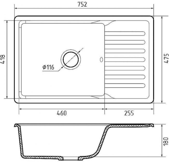 Кухонная мойка GranFest Quarz GF-ZW72 Серая