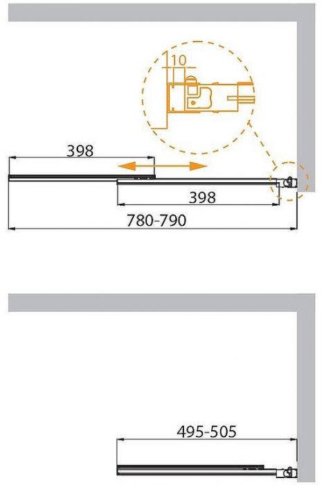 Шторка на ванну Cezares Slider 80 SLIDER-VF-11-80/150-C-Cr профиль Хром стекло прозрачное