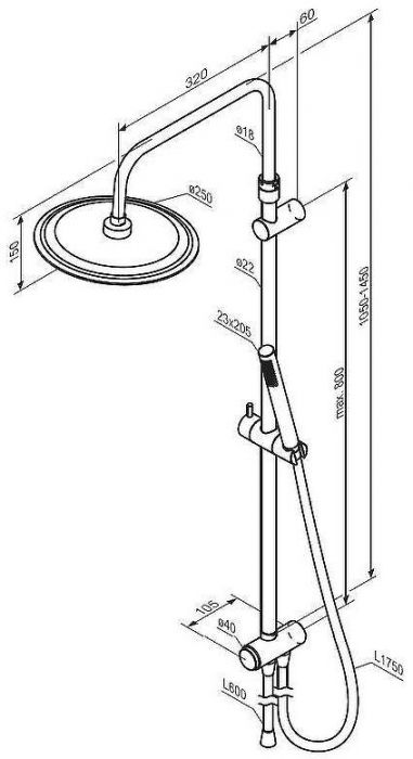 Душевая система Damixa Scandinavian Pure 936000300 Черная матовая