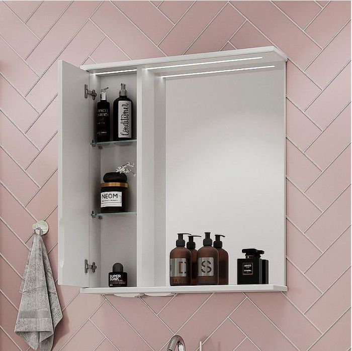 Зеркало со шкафом Volna Adel 60 L zsADEL60.L-01 с подсветкой Белое