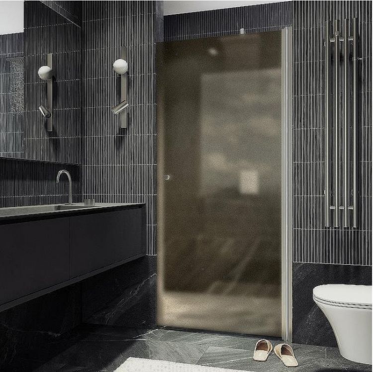 Душевая дверь Maybah Glass MGD-799-5 600x1980 на монопетле Хром матовый стекло бронзовое матовое