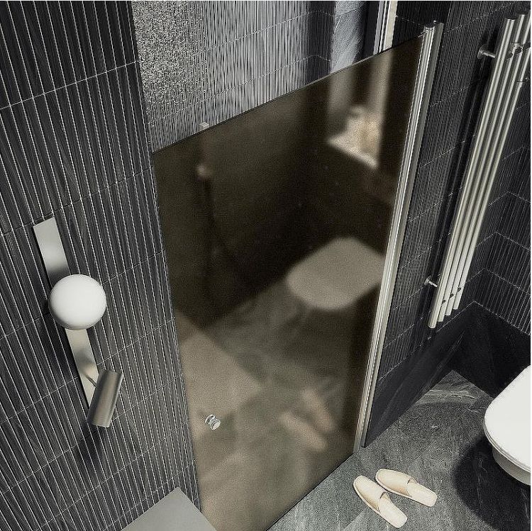 Душевая дверь Maybah Glass MGD-799-5 600x1980 на монопетле Хром матовый стекло бронзовое матовое