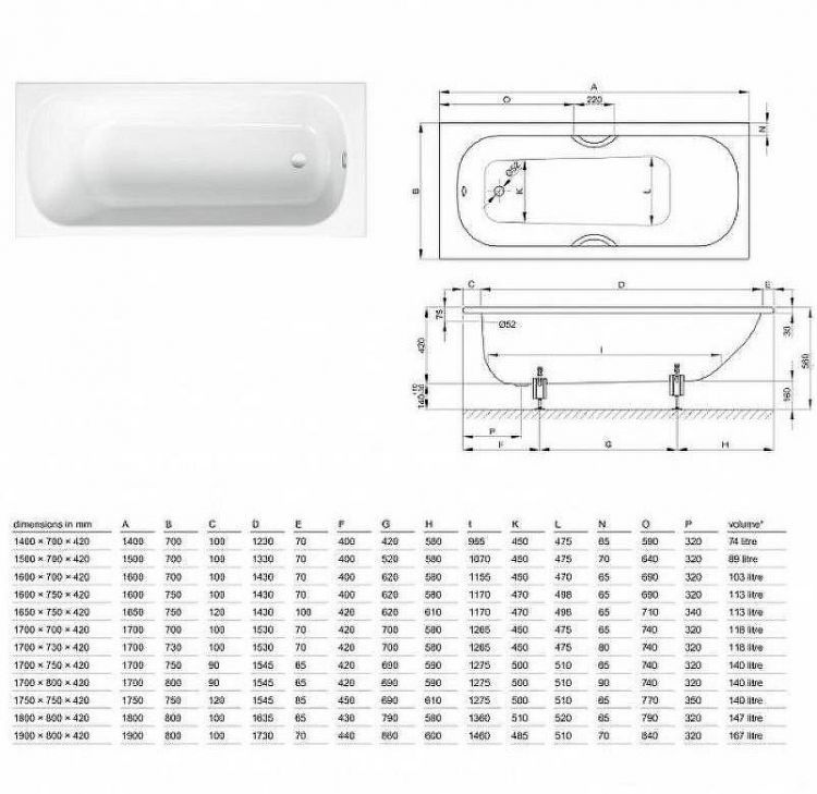 Стальная ванна Bette Form 170х70 2945-000 AD без антискользящего покрытия