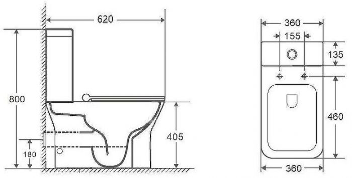 Унитаз компакт Bond Cube F09-00 Белый с бачком и сиденьем Микролифт