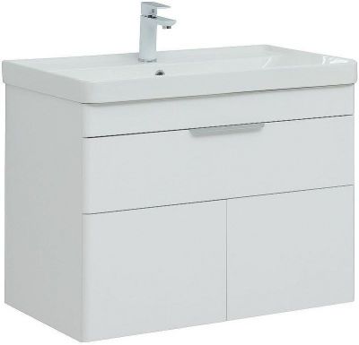 Тумба с раковиной Aquanet Ирис new 80 312430 подвесная Белый глянец
