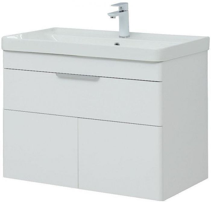 Тумба с раковиной Aquanet Ирис new 80 312430 подвесная Белый глянец