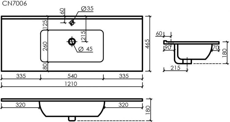Раковина накладная SANCOS Element, белый 1210х465х180мм, CN7006