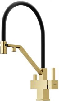 Смеситель для кухни Sancos Loro с гибким изливом, цвет брашированное золото/черный, SC4007BG Смеситель для кухни Sancos Loro с гибким изливом, цвет брашированное золото/черный, SC4007BG