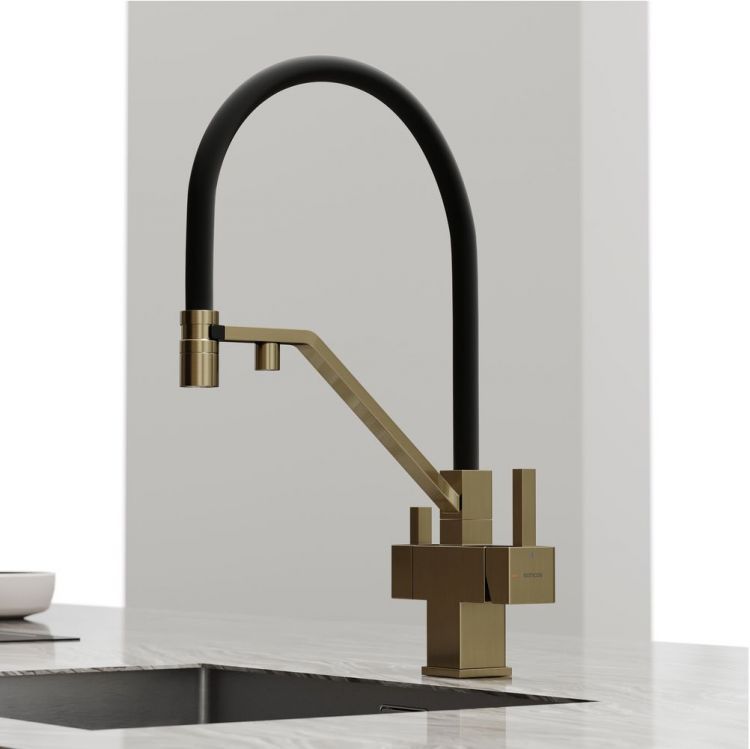Смеситель для кухни Sancos Loro с гибким изливом, цвет брашированное золото/черный, SC4007BG Смеситель для кухни Sancos Loro с гибким изливом, цвет брашированное золото/черный, SC4007BG