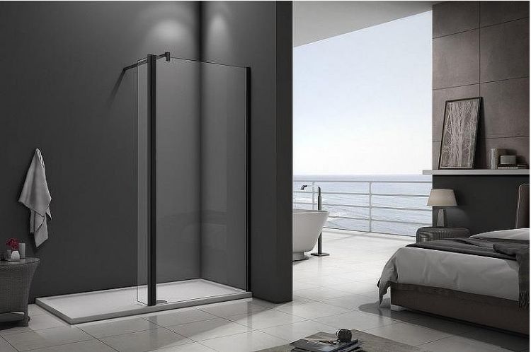 Душевая перегородка Good Door Walk In SP2-80-C-B 80x28 профиль Черный стекло прозрачное