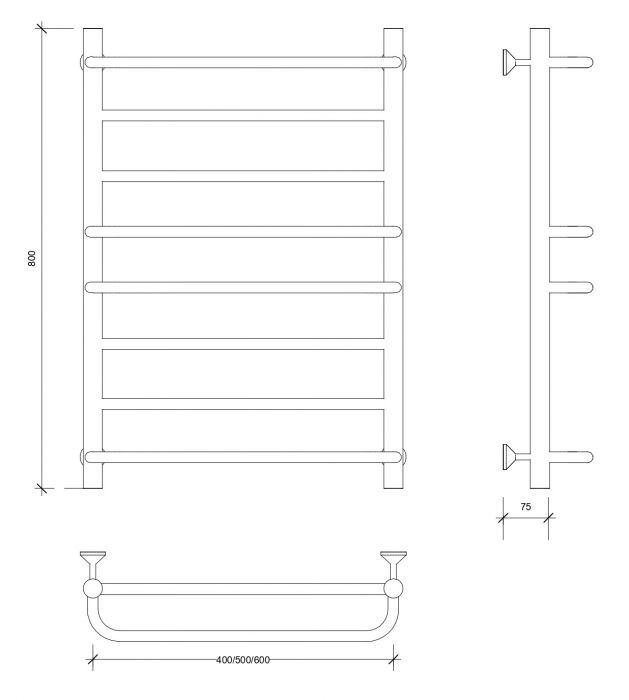Полотенцесушитель водяной Secado Верона 1 80x40 черный матовый