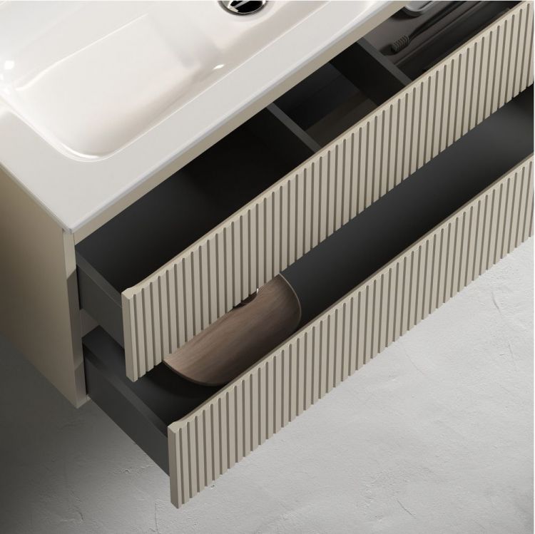 Тумба подвесная SANCOS Snob T, Beige Soft 995х445х500, под столешницу с отверстием под смеситель, цвет Black Sky, SNT100CE